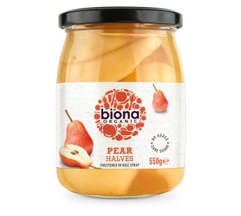 Biona Organic Pear Halves In Rice Syrup (550g)