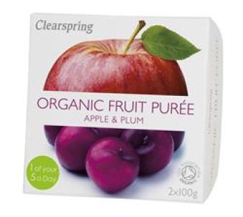 Clearspring  view large image   Organic Fruit Puree Apple/Plum (2x100g)